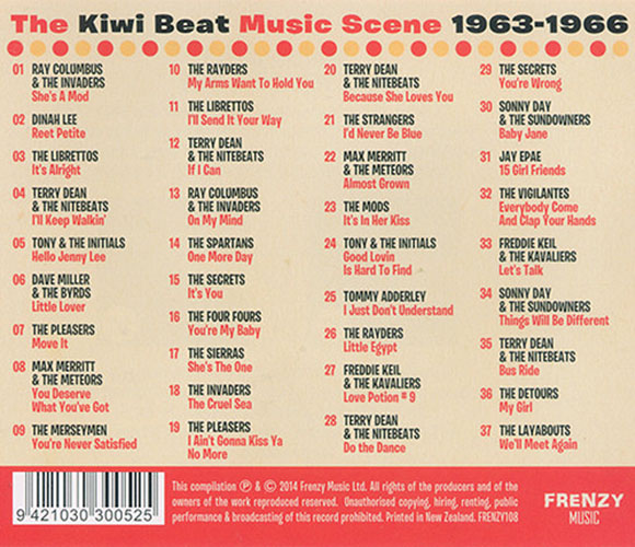Frenzy Records - Compilation CD 108 featuring 2 tracks by The Secrets